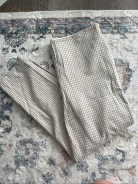 H&M Beige Gingham Straight-Leg Pixie Pants
